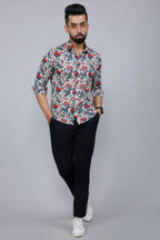 Miravan Men's Multi-Colour Floral Print Partywear Shirt