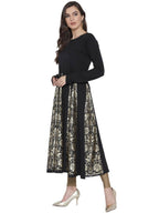 Ahalyaa Black Crepe Foil Printed Anarkali Kurta - Distacart