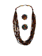 Inhanns Bloom Handmade Beaded Necklace With Earrings - 12 Layers - Multicolor Necklace Set