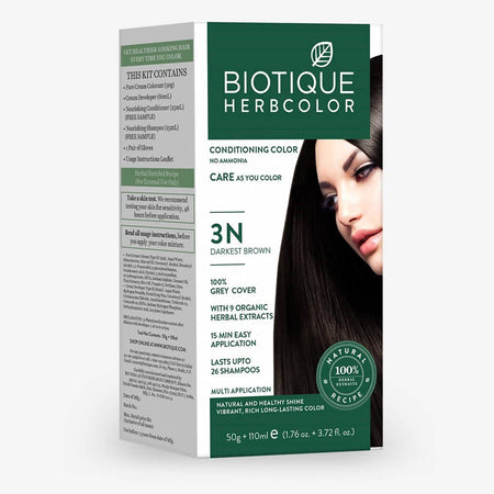 Biotique Herbcolor 3N Darkest Brown 50Gm + 110Ml