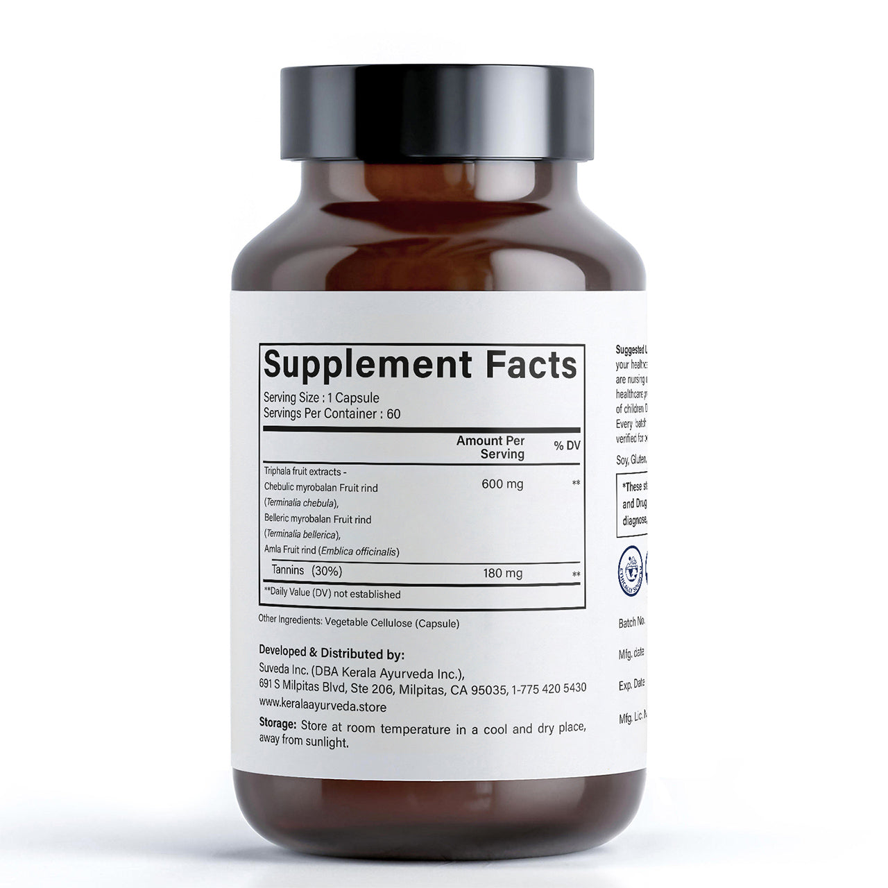 Kerala Ayurveda USA Triphala Veg Capsules