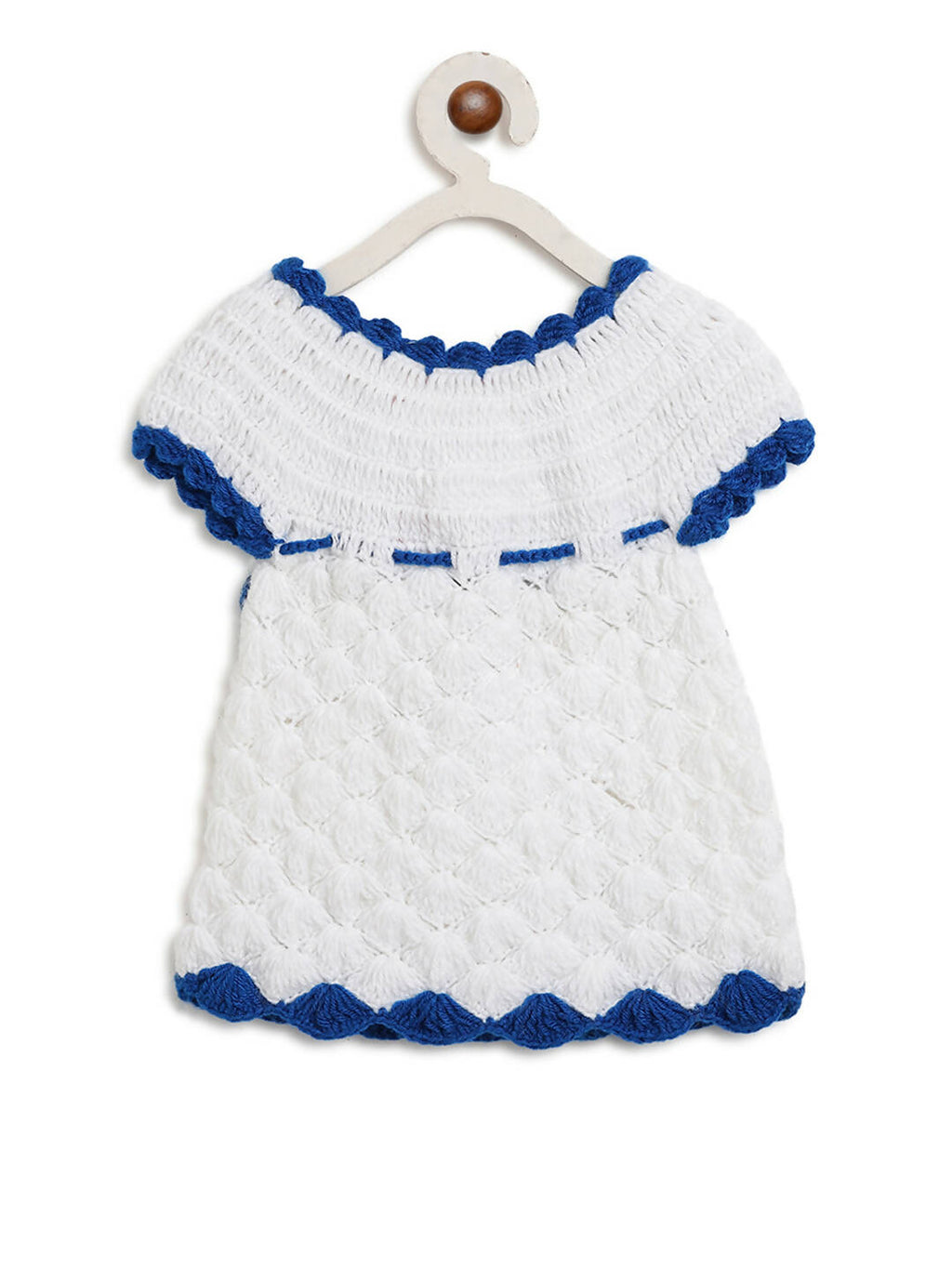 ChutPut Hand knitted Crochet Elsa Dress with Cap For Baby Girls - White
