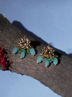 Mint Stone Kundan Earrings (Gold) - Ruby Raang - Distacart