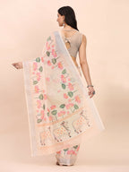 Shree Shyam Fashion Linen Cotton Peach Saree - Distacart