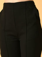 Myshka Women's Black Flared Party Trouser