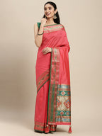 Shree Shyam Fashion Silk Blend Gajari Saree - Distacart