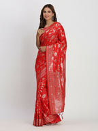 Shree Shyam Fashion Banarasi Silk Red Saree - Distacart