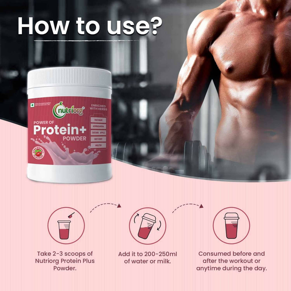 Nutriorg Protein Plus Strawberry Flavor Powder - Distacart