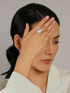 white stone ring (silver) - Ruby Raang