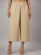 Juniper Women's Beige Cotton Flex Flared Culottes - Distacart