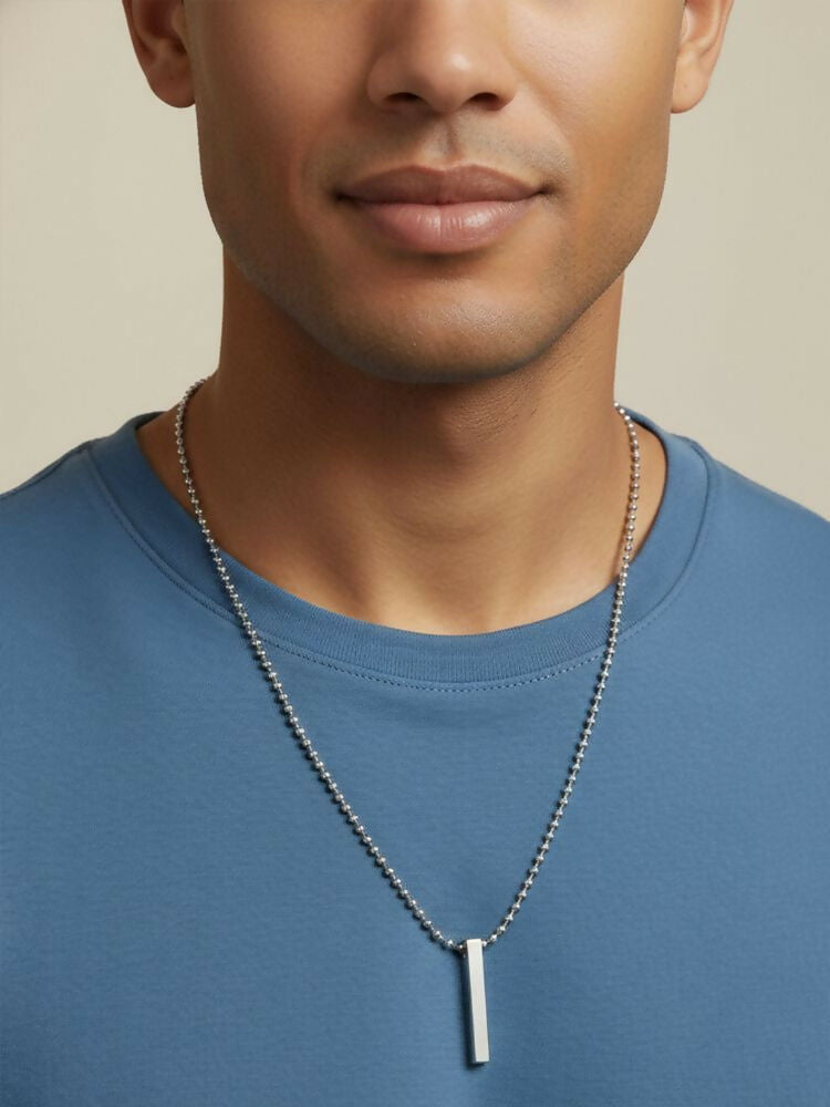 NVR Men's Silver Plated Chain With Pendant