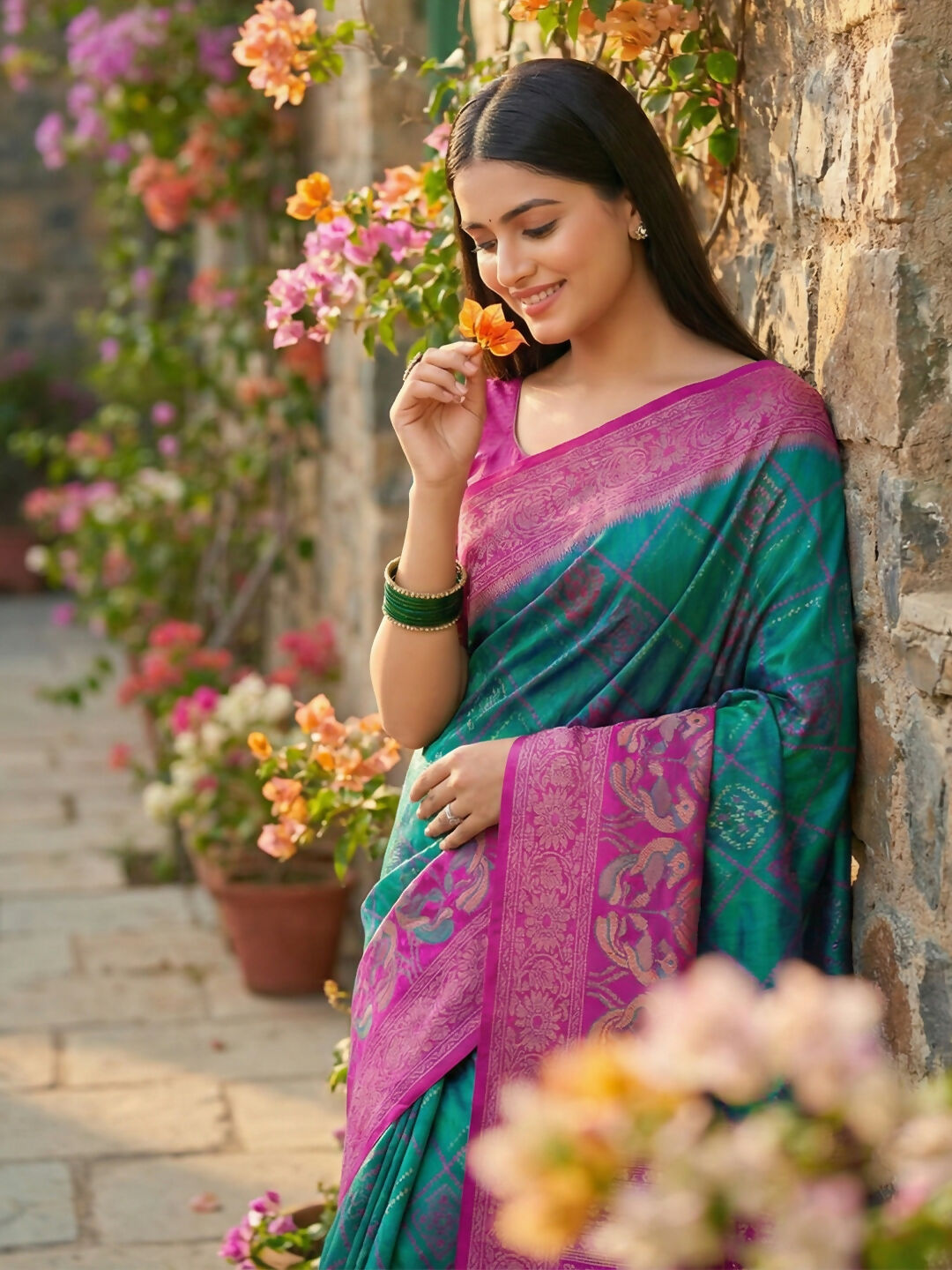 Shree Shyam Fashion Sky Blue Pochampally Silk Saree - Distacart