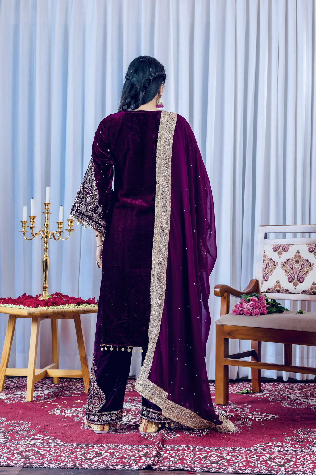 Teeya Creation Rani Color Velvet Silk Embroidery Work Party Wear Suit - Distacart