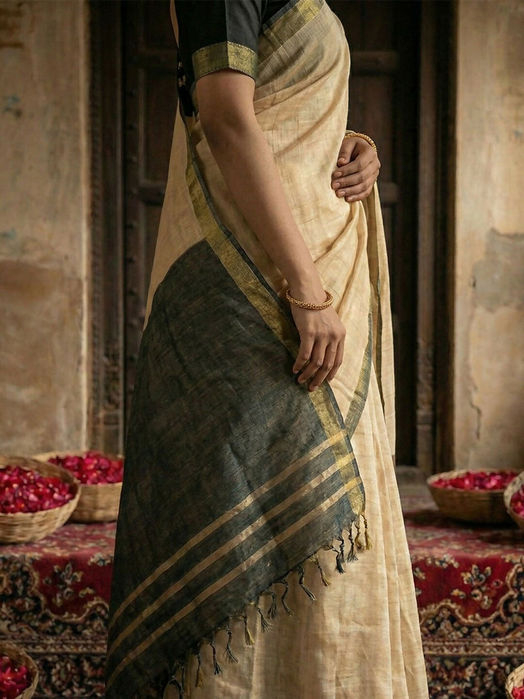 Shree Shyam Fashion Beige Cotton Saree - Distacart