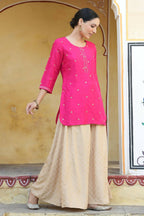 Juniper Women Fuchsia Shantoon Embroidered Straight Tunic