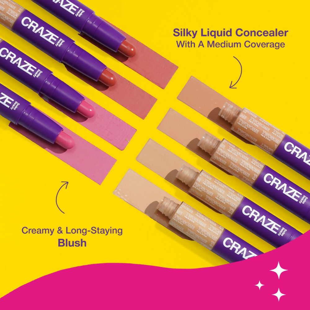 Swiss Beauty Craze Twosome Face Stick 2-In-1 Beauty Wand Concealer and Blush - 2 Light - Rose