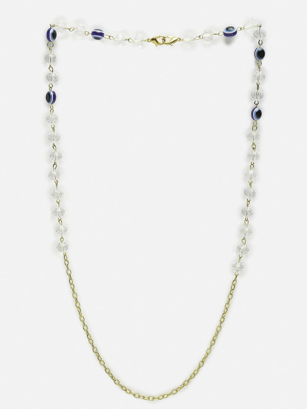 Unisex Gold-Toned Blue Evil Eye Beaded Mask Chain - Ruby Raang - Distacart