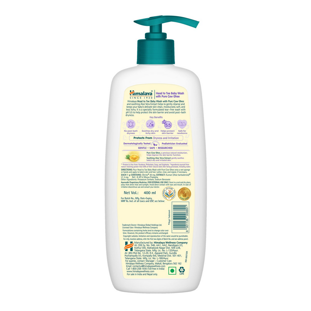 Himalaya Herbals Head to Toe Baby Wash with Pure Cow Ghee - Distacart