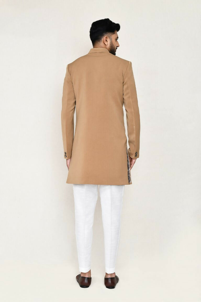 Joban Fashion Chiku Colored Terry Rayon Fabric Indo Western With Straight Fit Pant