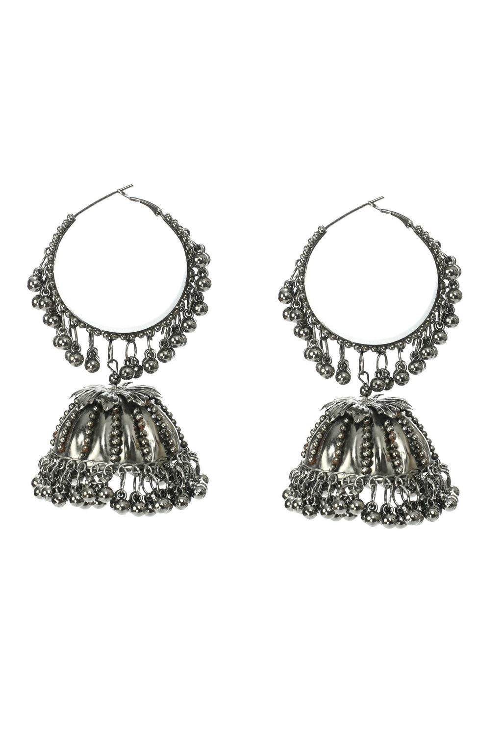 Mominos Fashion Johar Kamal Oxidised Black-Plated With Ghungroo Jhumkas - Distacart