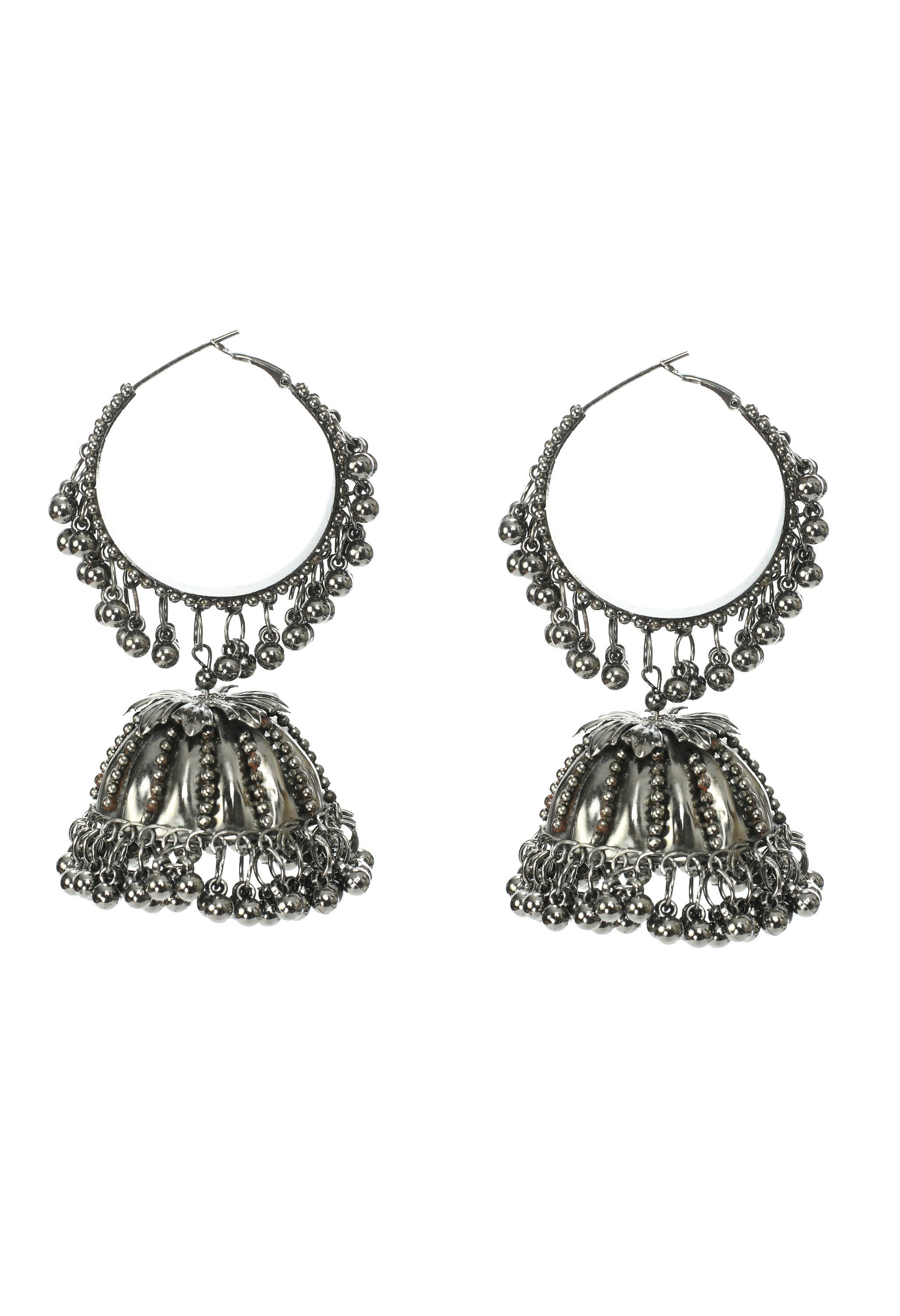 Mominos Fashion Johar Kamal Oxidised Black-Plated With Ghungroo Jhumkas - Distacart