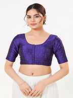 Joban Fashion Dark-Brinjal Taffeta Silk Elbow Sleeveless Front Open Blouse