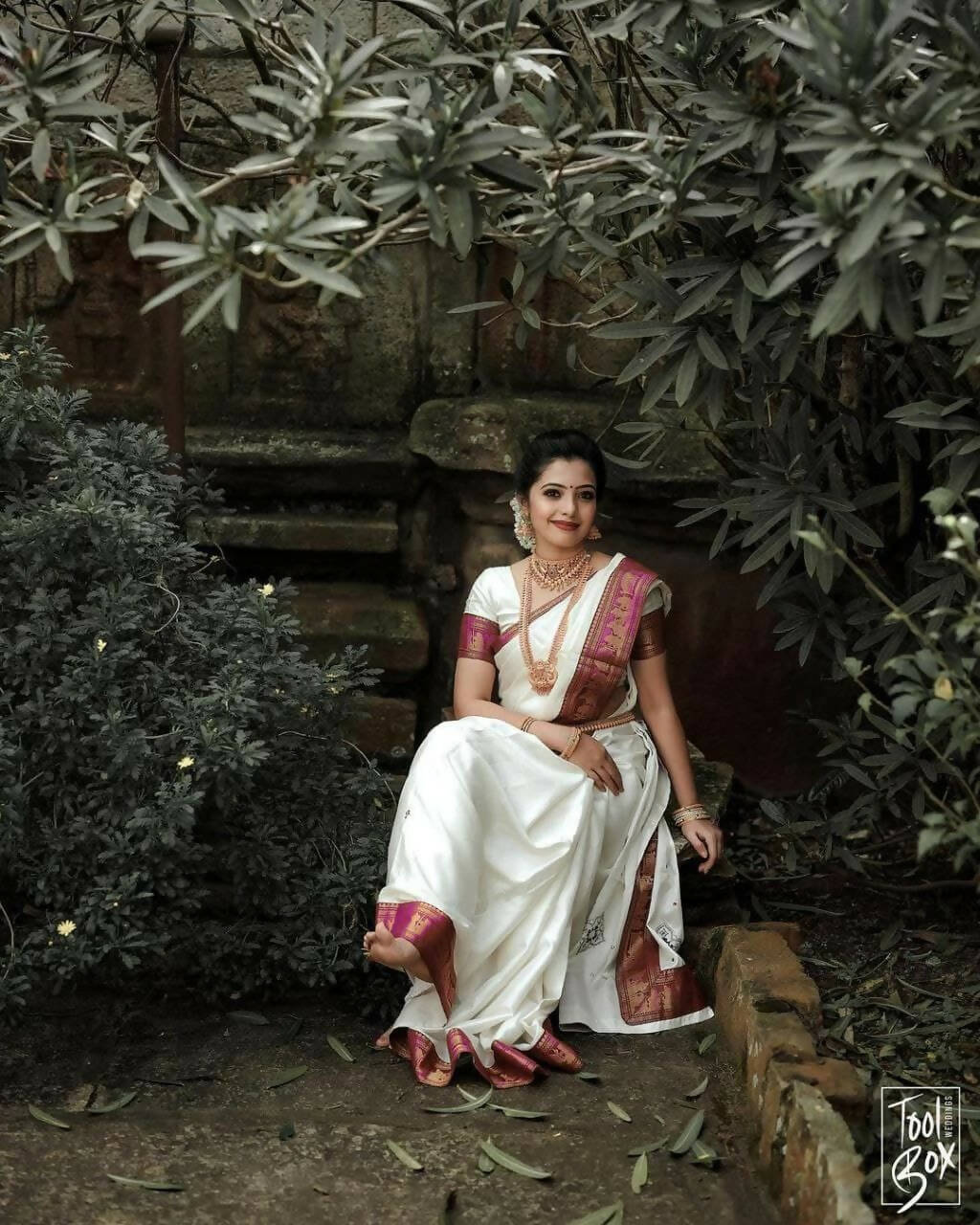 DEIANA'S Beautiful Designer Golden zari Soft Lichi Silk Saree - White