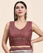 Maroon Organza Mirror With Coding Work Lehenga Choli with Dupatta - Tanya
