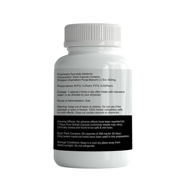 7 Days Pure Himalayan SJ Capsules ingredients label