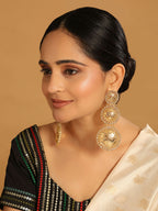 Nuyug 22K Gold Plated Stone Studded Contemporary Shaped Drop Earrings - Distacart