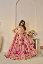 Kesar Fab Orange Banarasi Silk Embroidered Lehenga