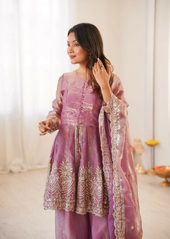 Teeya Creation Pink Color Fendy Satin Silk Embroidery Work Party Wear Salwar Suit - Distacart