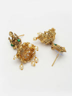 NVR Women's Set of 2 Gold-Polished Stone Studded Lakshmi Design Temple Jewellery Set
