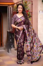 Maroon Silk Blend Ethnic Motifs Saree with Unstitched Blouse - A2M