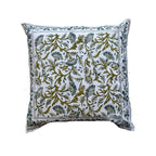 The Decor Nook Green / Teal Leaf Print With Teal Border Cushion Cover