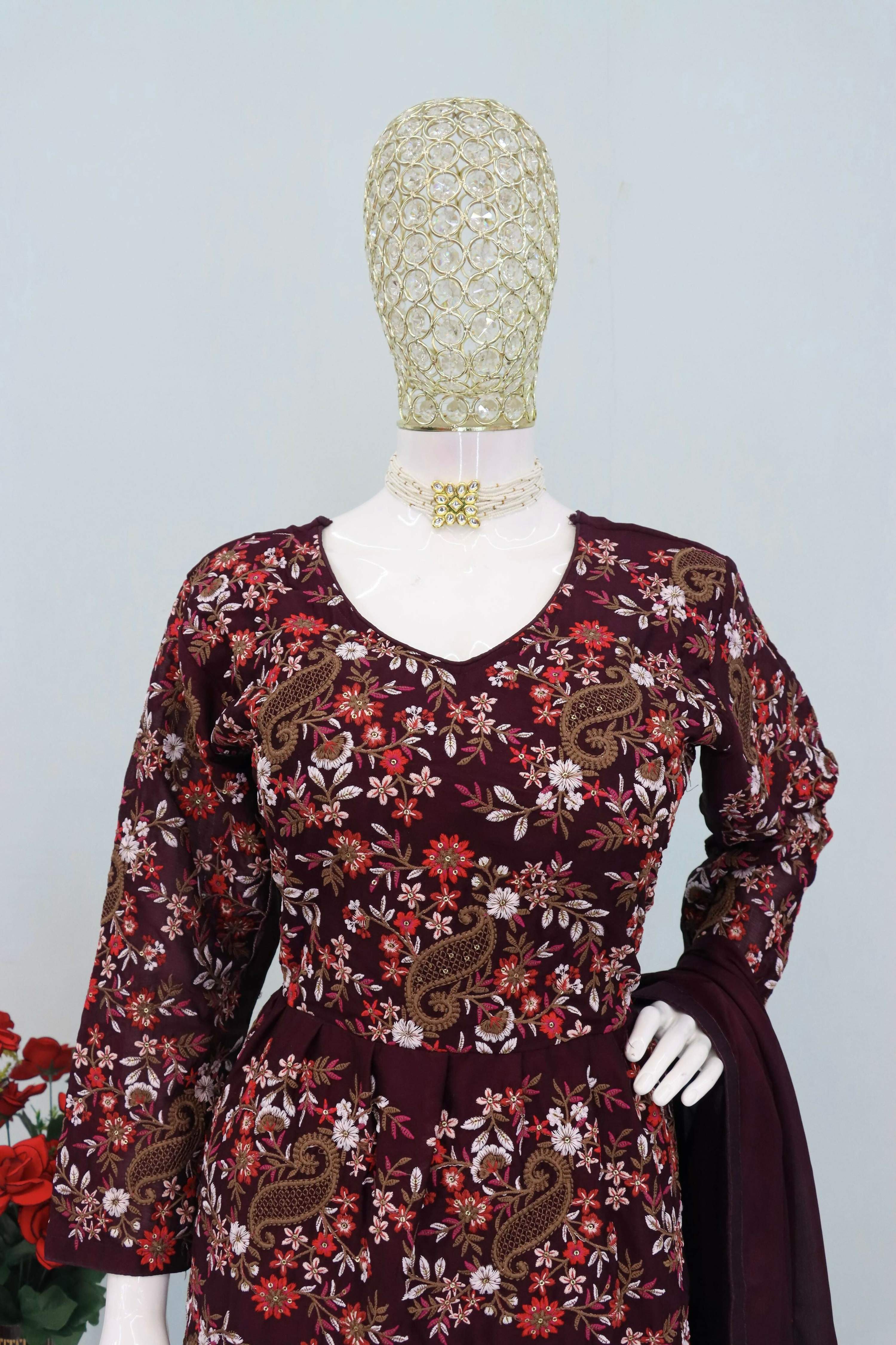 Anaita Purple Chiffon Embroidered With Sequins Work Salwar Suit - Distacart