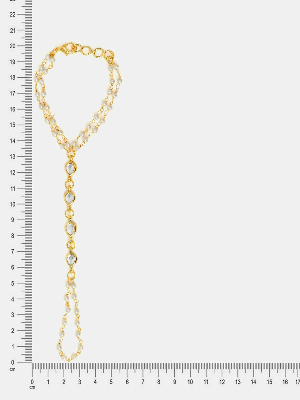 Ruby Raang Subtle Gold-Pearl Haath Phool - Distacart