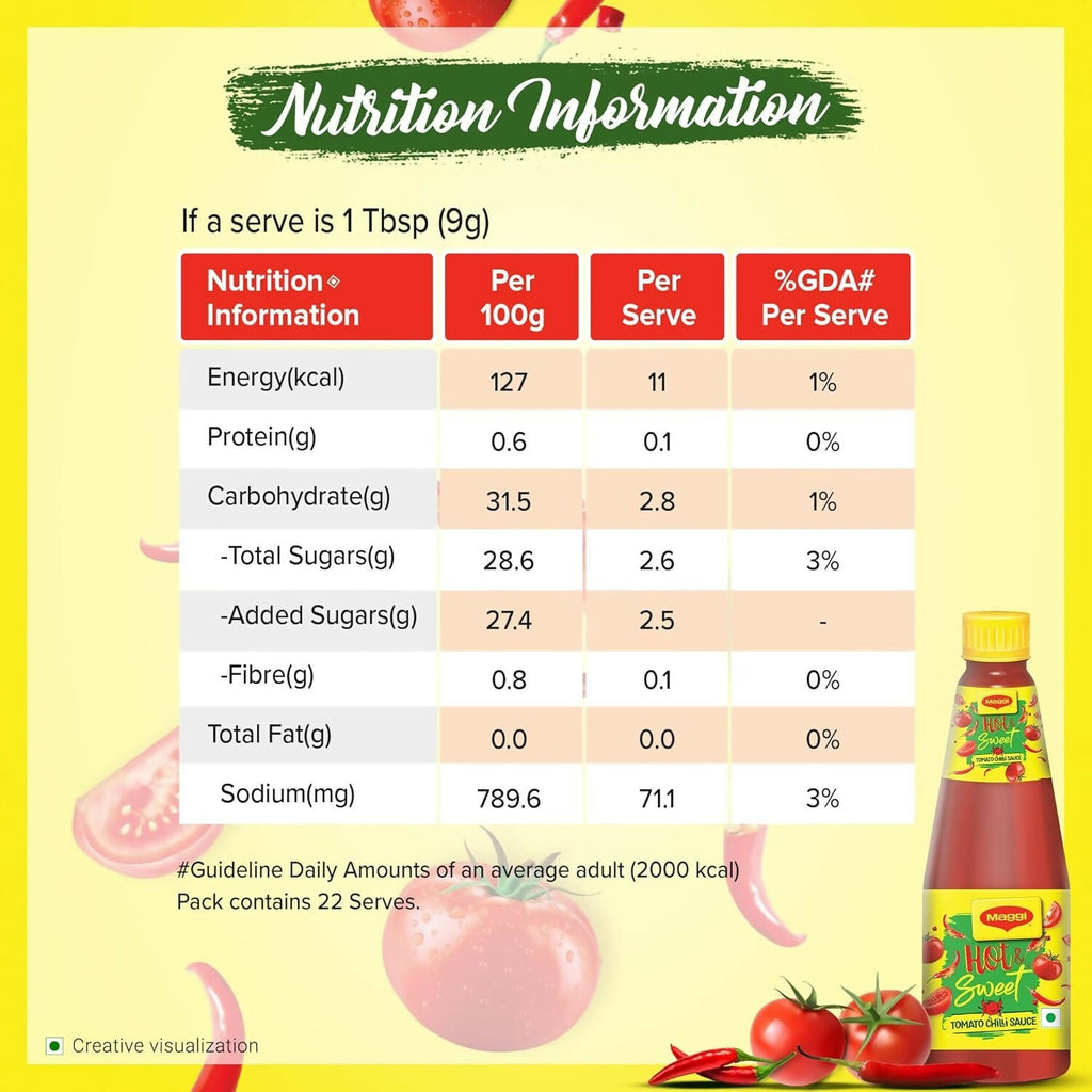 Maggi Hot & Sweet Tomato Chilli Sauce, Perfect Blend of Tomatoes & Chillies - Distacart