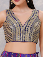 Joban Fashion Women Sequin Navy-Blue Stitched Blouse
