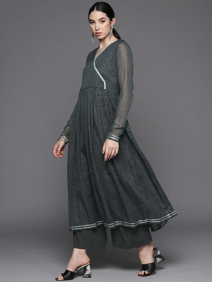 Ahalyaa Womens Kurta Set - Grey