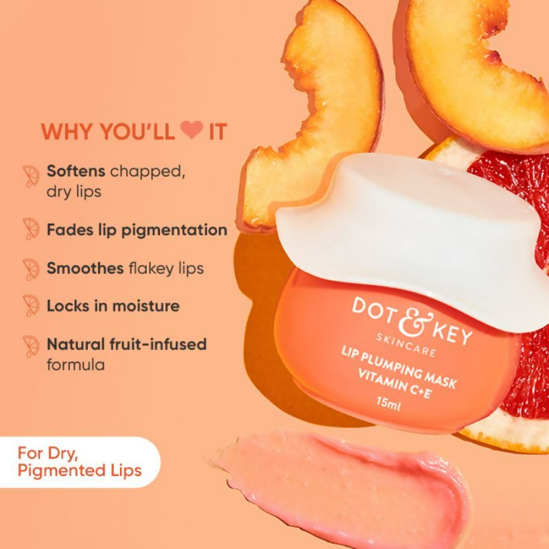 Dot & Key Vitamin C+E Peachy Nude Lip Plumping Mask- Blood Orange & Nectarine