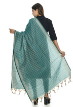 Mominos Fashion Moeza Handloom Cotton Aqua Blue Dupatta - Distacart