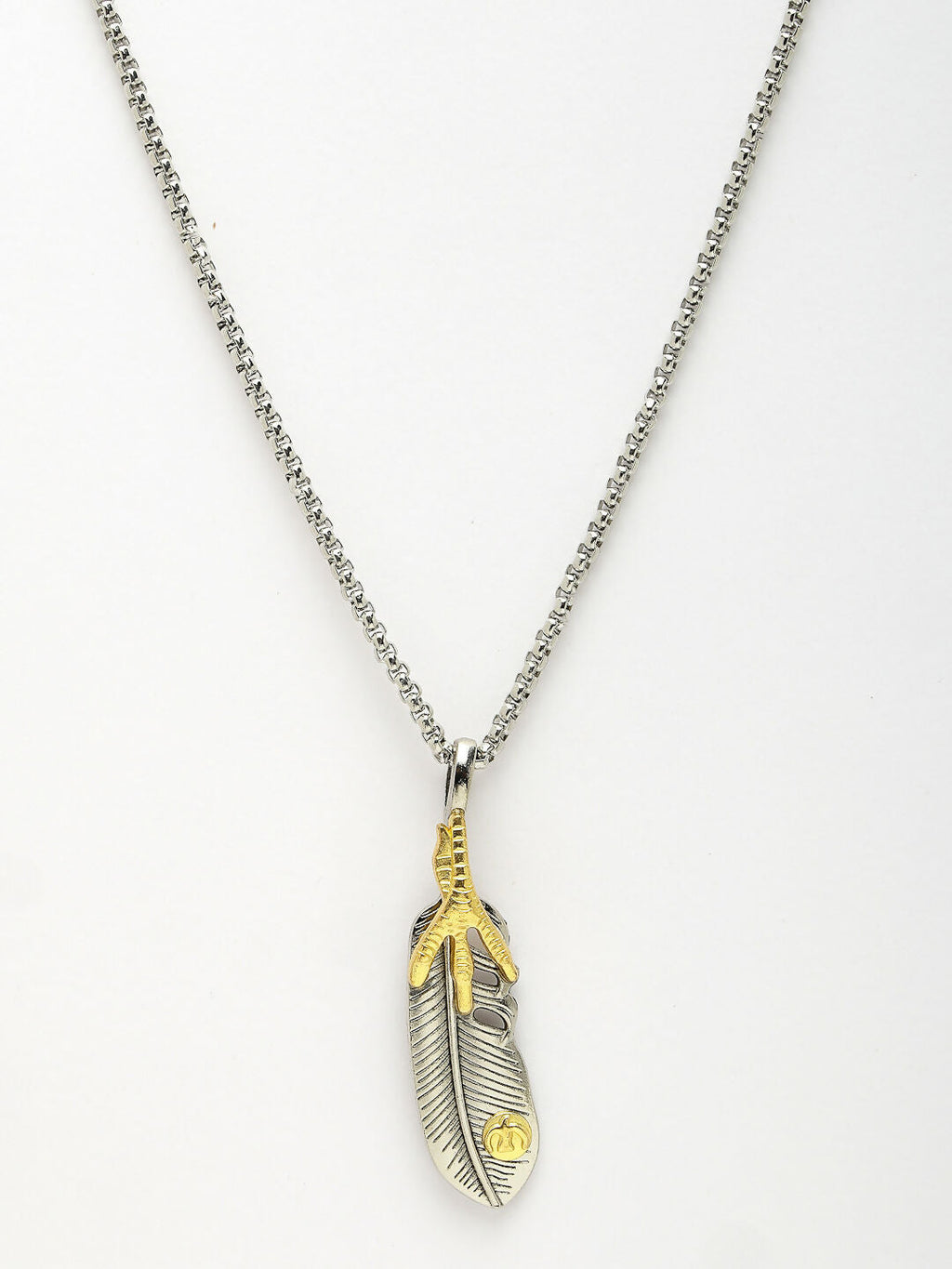 NVR Men's Silver-Plated Stainless Steel Pendant with Chain