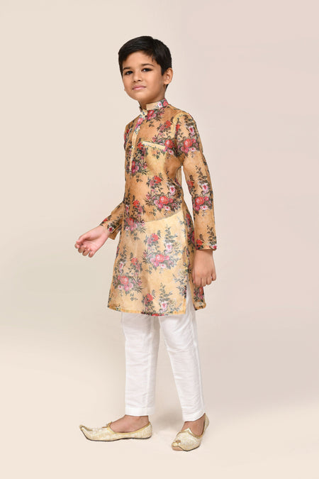 Joban Fashion Georgette Yellow Kurta With Straight Fit Pant