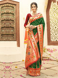 Shree Shyam Fashion Silk Blend Dark Green Saree - Distacart