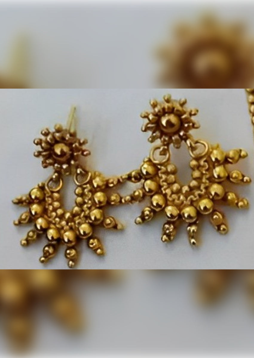 Jewel City Traditional Gold-Plated Kolhapuri Saaj Necklace Set with Matching Earrings