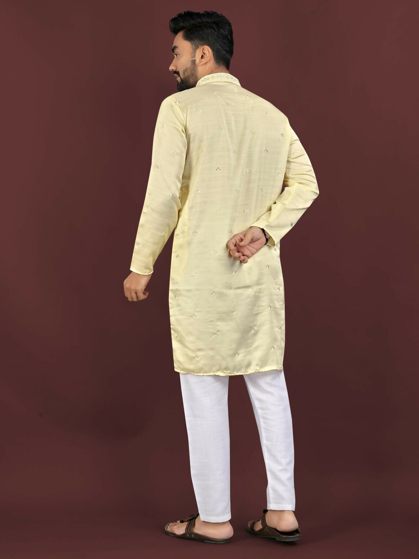 Anaita Yellow Embroidered Silk Straight Kurta