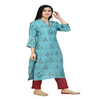 Lagi Women's Turquoise Blue Printed Straight Kurta & Pant (MC41A)