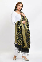 Mominos Fashion Moeza Women's Banarsi Silk Floral Woven Design Black Dupatta - Distacart