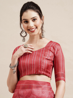 Saree Mall Red & White Ethnic Motifs Art Silk Saree - Distacart